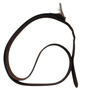 Mens Genuine Leather Buckle Belt 50-52 Brown Gold Hardware Classic Casual Adjust